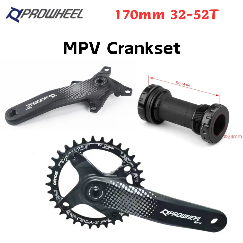 

Prowheel MPV Crank Mountain Bicycle 170mm Single Disc Chainring Hollow Split Lock MTB Aluminium Alloy 32/52T for 7-12 speed