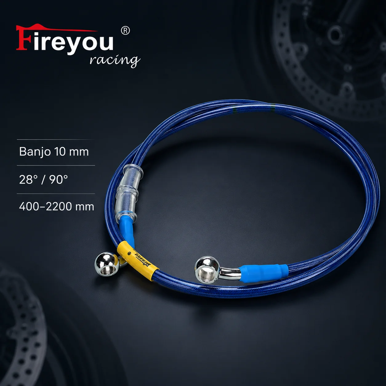 400mm-2400mm Brake Hose Hydraulic DOT Line Cable 10mm 28° 90° Banjo for Suzuki Kawasaki Yamaha Pipe Line Braided Oil Hose