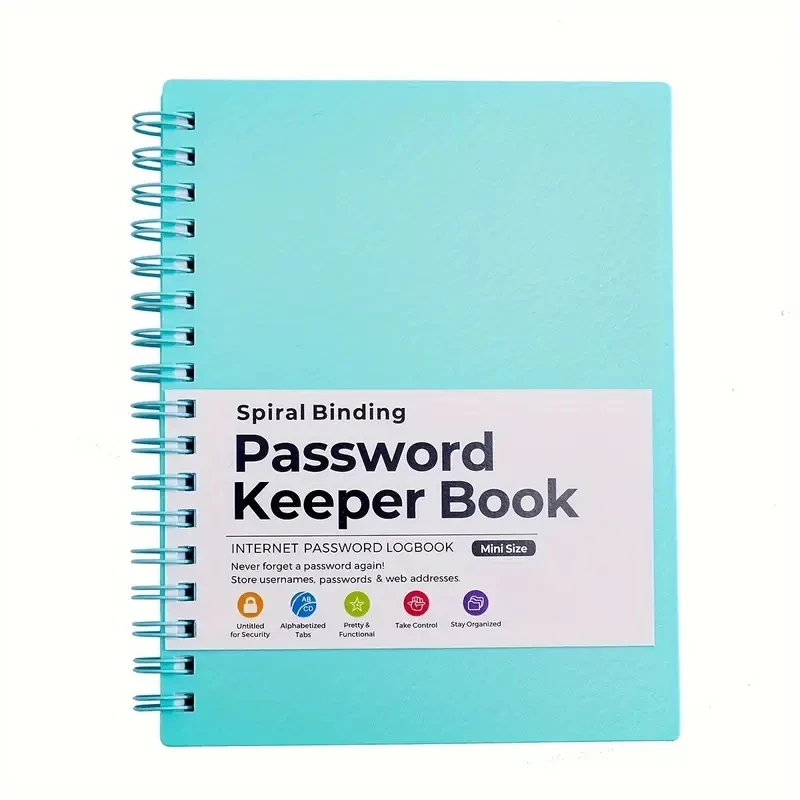 Cuaderno de tamaño MINI A6, Bloc de notas, cuadernos de escritura, Bloc de notas, espiral, Password Keeper Book con pestañas alfabéticas,