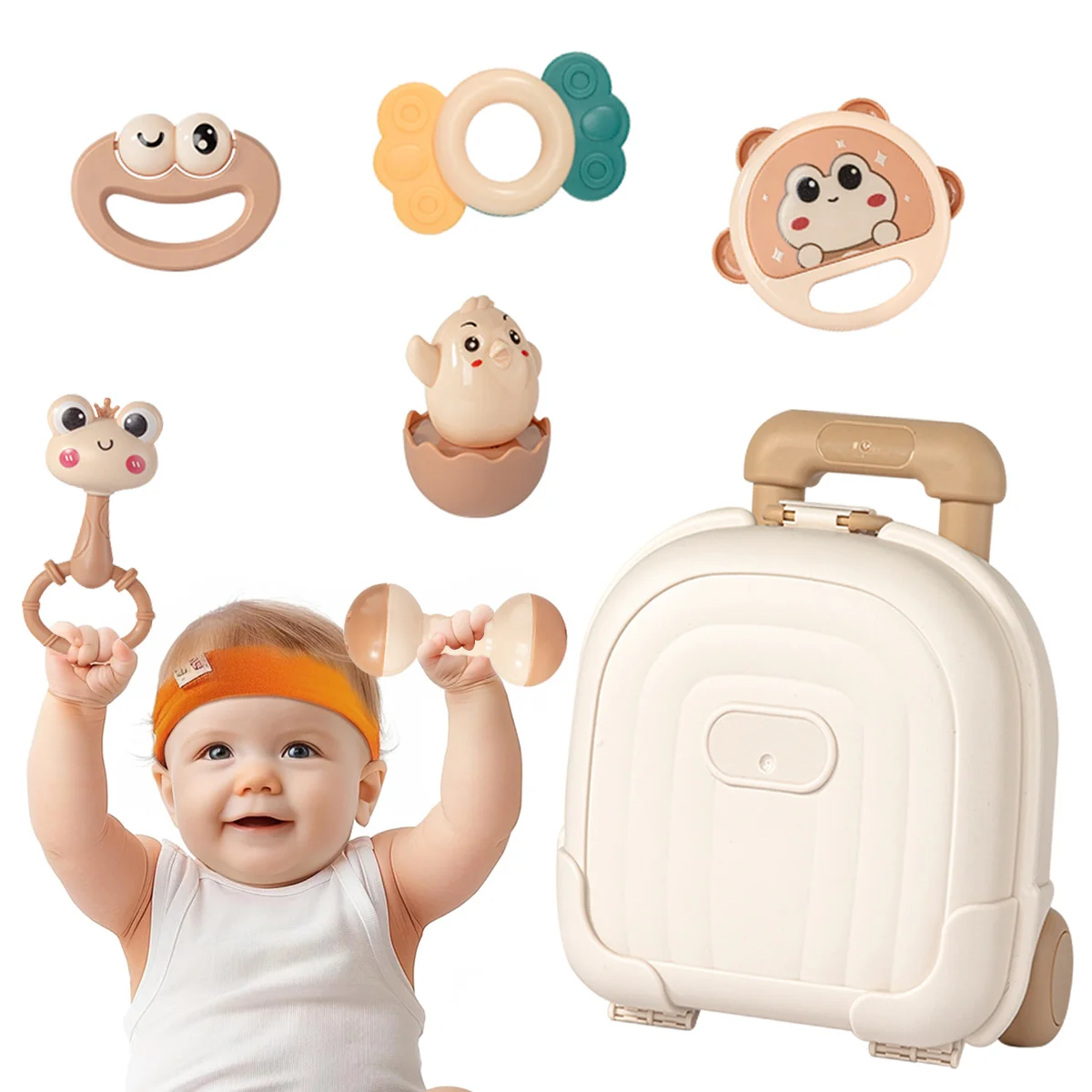 مجموعة ألعاب أطفال 7 في 1، ألعاب رنين وقبضة وحقيبة، ألعاب تمرين ممتعة للأولاد والبنات، تجذب الاهتمام وتعلم المهارات،