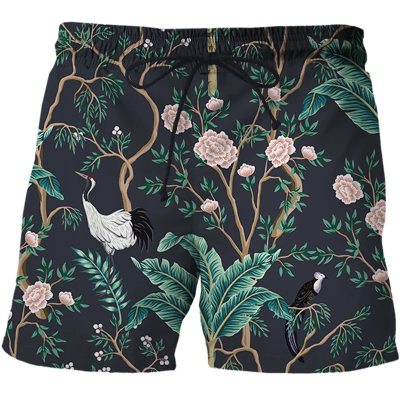 Summer Woods Peacock Short Pants Women Men 3D Printed Swimsuit Swim Trunks Beach Shorts Skateboard Sport Cool Gym Ice Shorts