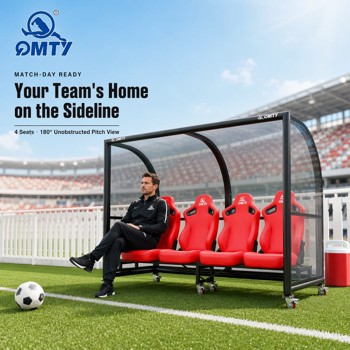 4-A-Side Soccer Stadium Player Rest Seats Dugouts Outdoor Mobile Team Shelter