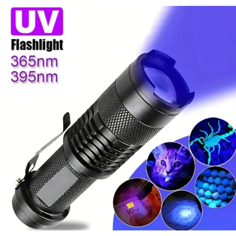 

UV LED Flashlight Portable Blacklight 365/395nm Wavelength Violet Light Pet Urine Scorpion Feminine Hygiene Detector Torch