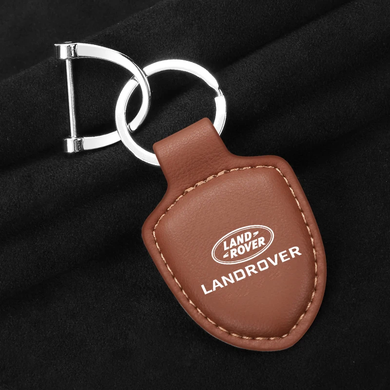 Leather Car Logo Keychain KeyRing For Land Rover Range Rover Freelander Evoque Velar Discovery Sport Vision Defender Accessories