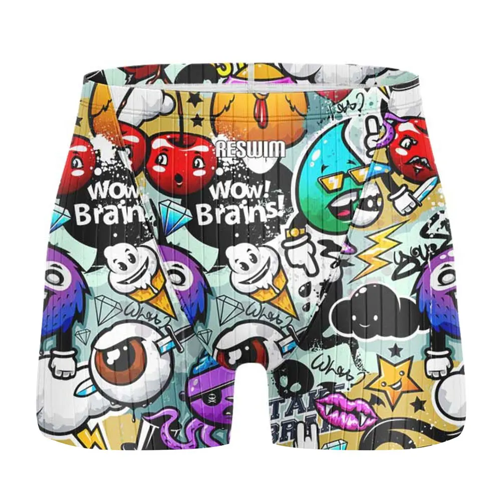 

Funny Swim Jammer Swimsuit Swimming Trunks Athletic Training Shorts New Men's Summer Quick Dry Swimwear Surf Beach Tights Shorts