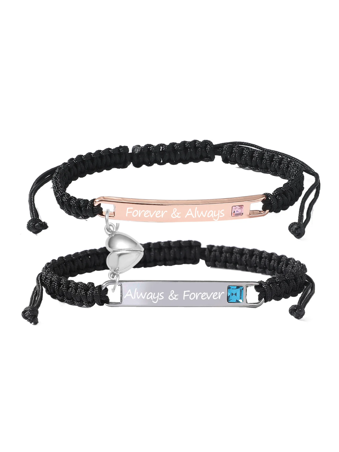 Always and Forever Bracelets for Couple Matching Love Heart Bracelets for Husband and wife Pinky Promise Bracelets for 2 Soulmates Long Distace Relationship Bangle Valentine's Day Gift for His Her