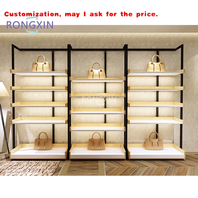 

custom.Commercial Furniture Metal Shelves Marble or Marble Wood Board Shoes Display Shelf Racks Shelf Bags