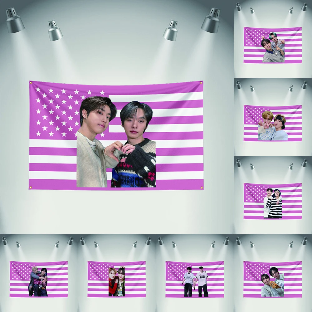 Idol Flag  for Skz Han Lee Know Fans Banner HD Print  Garage Bedroom Living Room Dorm Wall Decor Tapestry