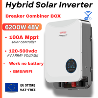 6200W Hybrid Inverter 48V DC to 220V/V AC Pure Sine have, 100A MPPT Controller combine Box, 93% Efficiency, Work No Battery