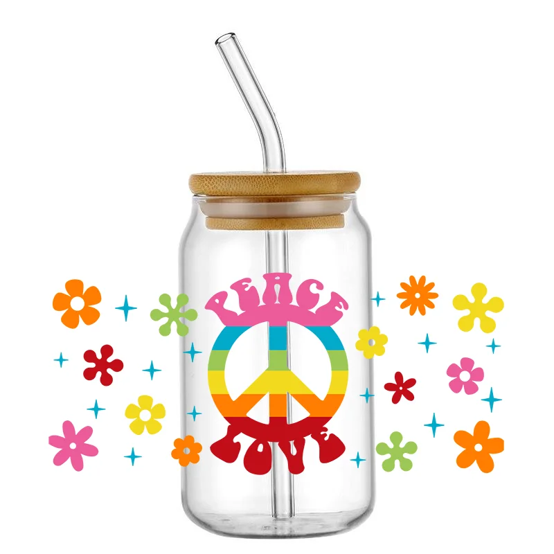 ANTI-WAR ICON Transfer Stickers Waterproof UV DTF Cup Mug Wraps Sticker DIY 3D Wrap Decal For 16oz Libbey Glass