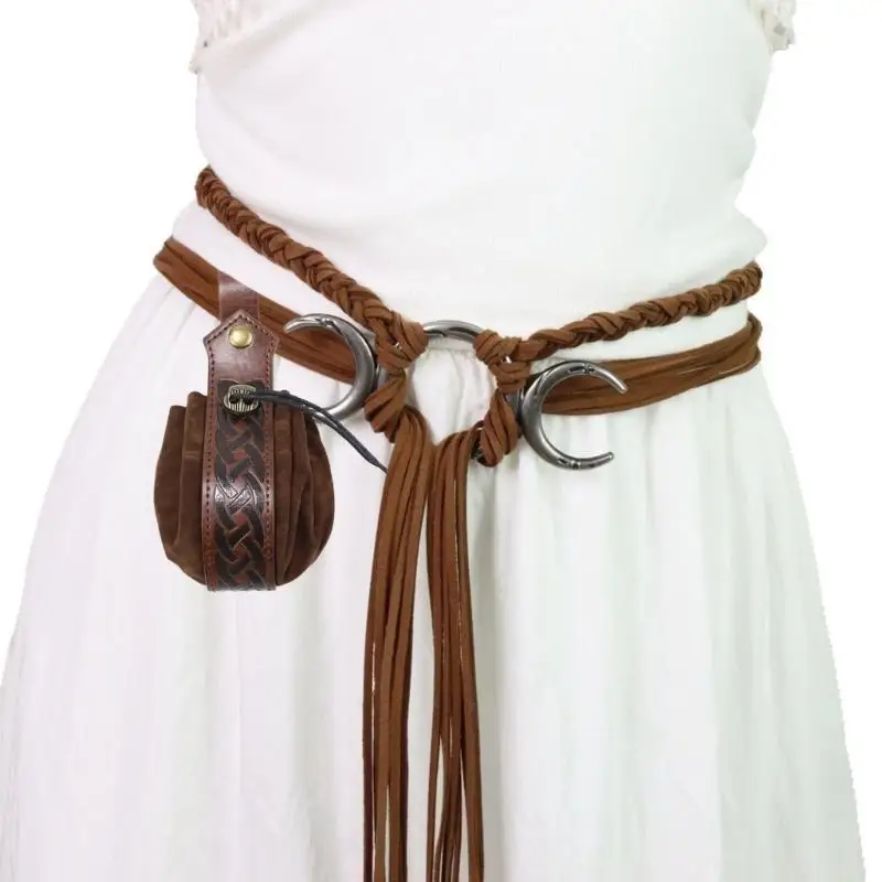 39BD Viktorianisches Taillenseilgürtel-Kostüm-Taillenmieder und PU-Leder-Taillenbeutel-Set für LARP-Events und historische – Detail 3