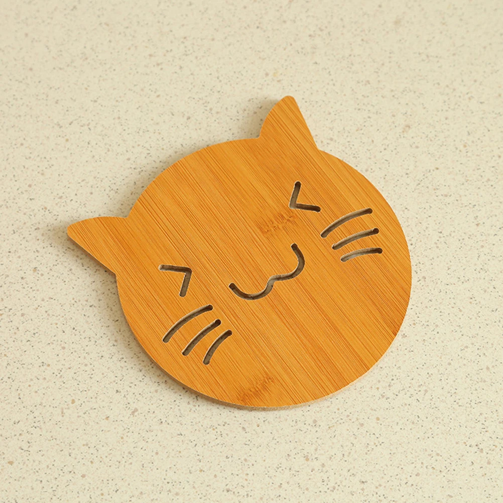 

6pcs Wooden Cup Coaster Set Heat Resistant Non Slip Bowl Holder Mat Moisture Proof Cartoon Design Cup Mats For Coffee