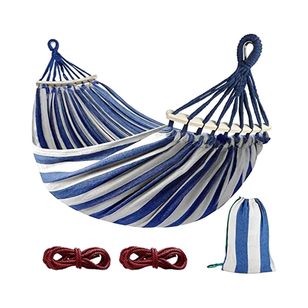 Camping Hammock - Portable Camping Hammock Blue White 550lb