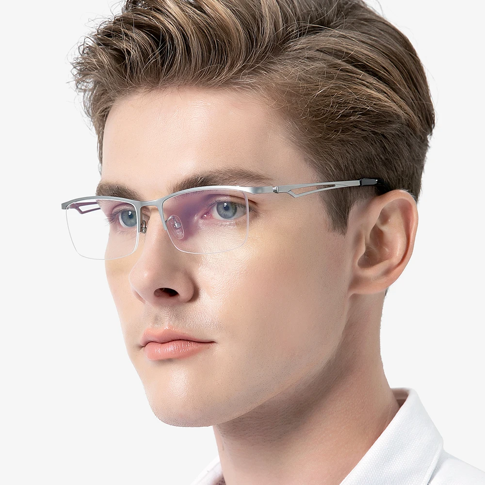 FONEX Titanium Glasses Frame Men 2023 New Semi Rimless Square Eyeglasses Half Frame Eyewear F85769