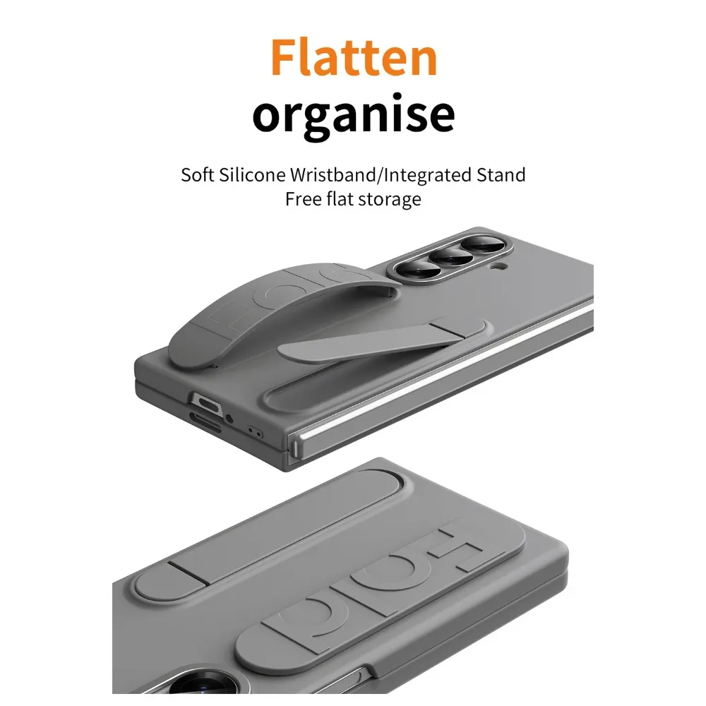 Luxury Wrist Strap Portable Stand Holder Multi-functional Phone Case for Samsung Z Fold 7 6 5 4 3 Shockproof Protect Back Cover