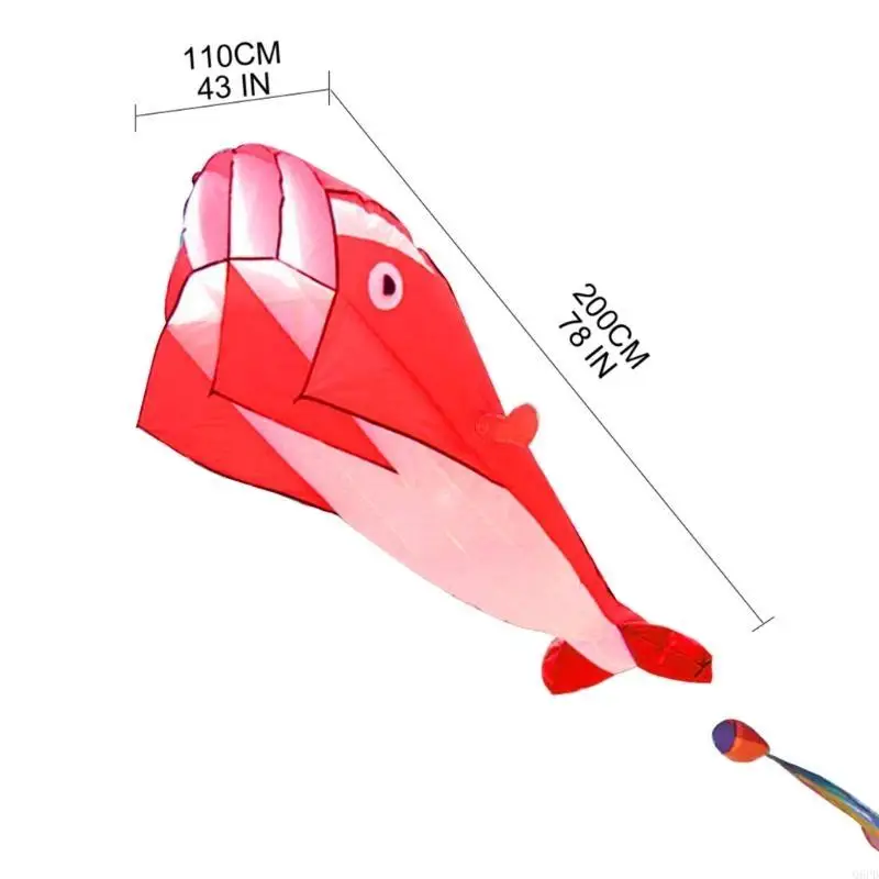 Aquilone 3D a forma delfino a coda lunga, enorme, morbido, da esterno, per bambini e adulti, campeggio,