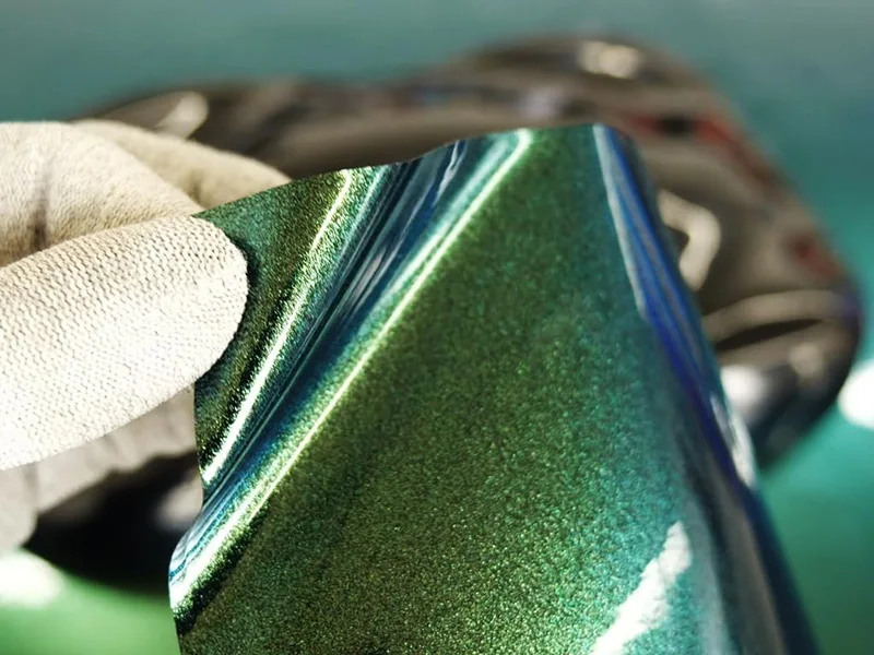 Rolo de envoltório de vinil camaleão metálico brilhante premium verde a ouro filme decalque autoadesivo folha de embrulho de carro automotivo
