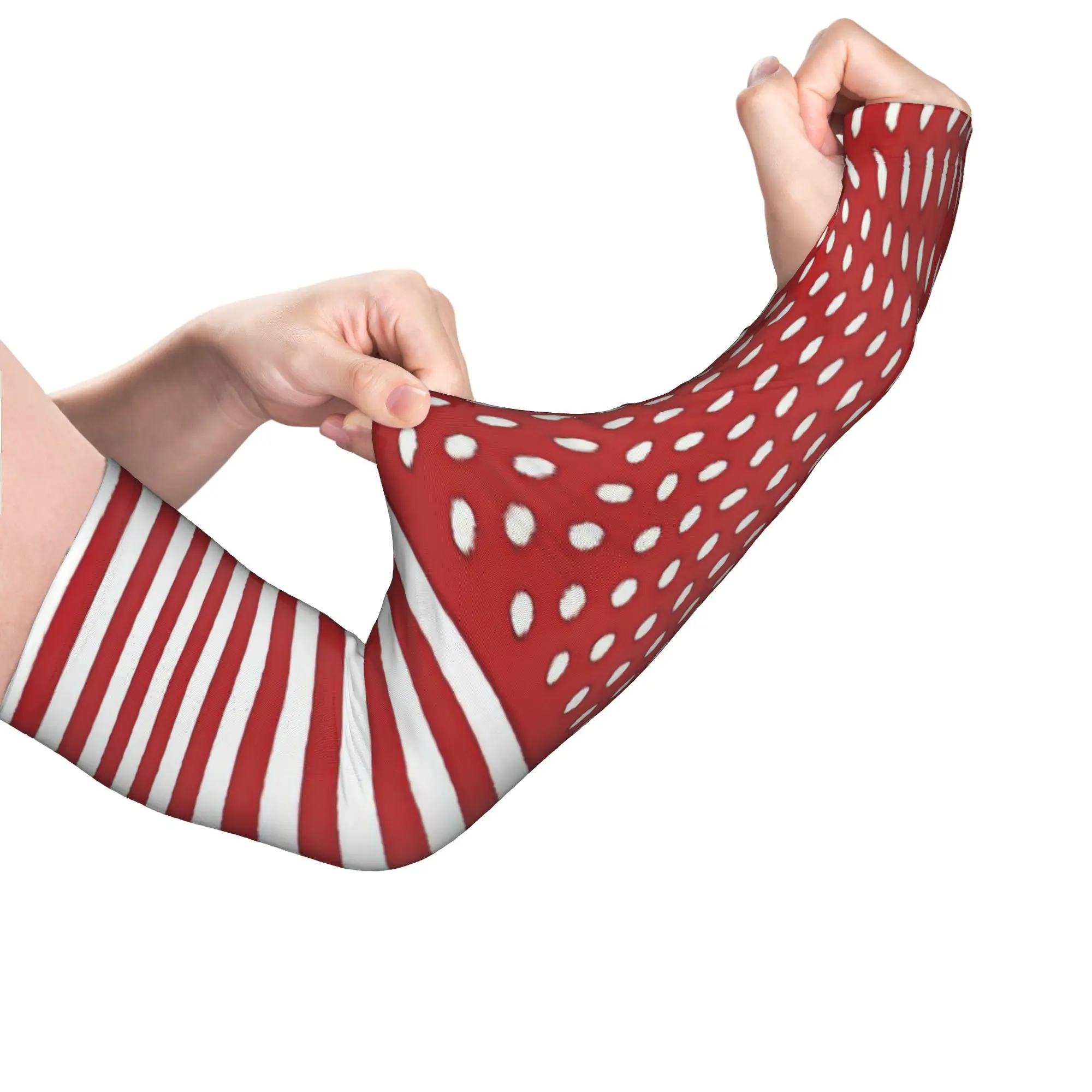 Printed Sleeve Nautical Red Stripes And Polka Dots Summer Sleeve Covers Thin Long Sleeves Extended Arm Protectors