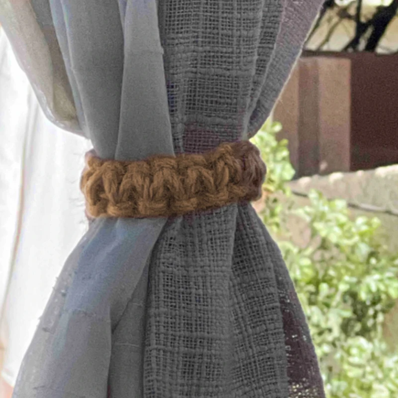 Vintage Jute Curtain Buckle Clip Tie Back Curtain Strap Hand Woven Twist Knotted Curtain Holder Tieback Home Decoration