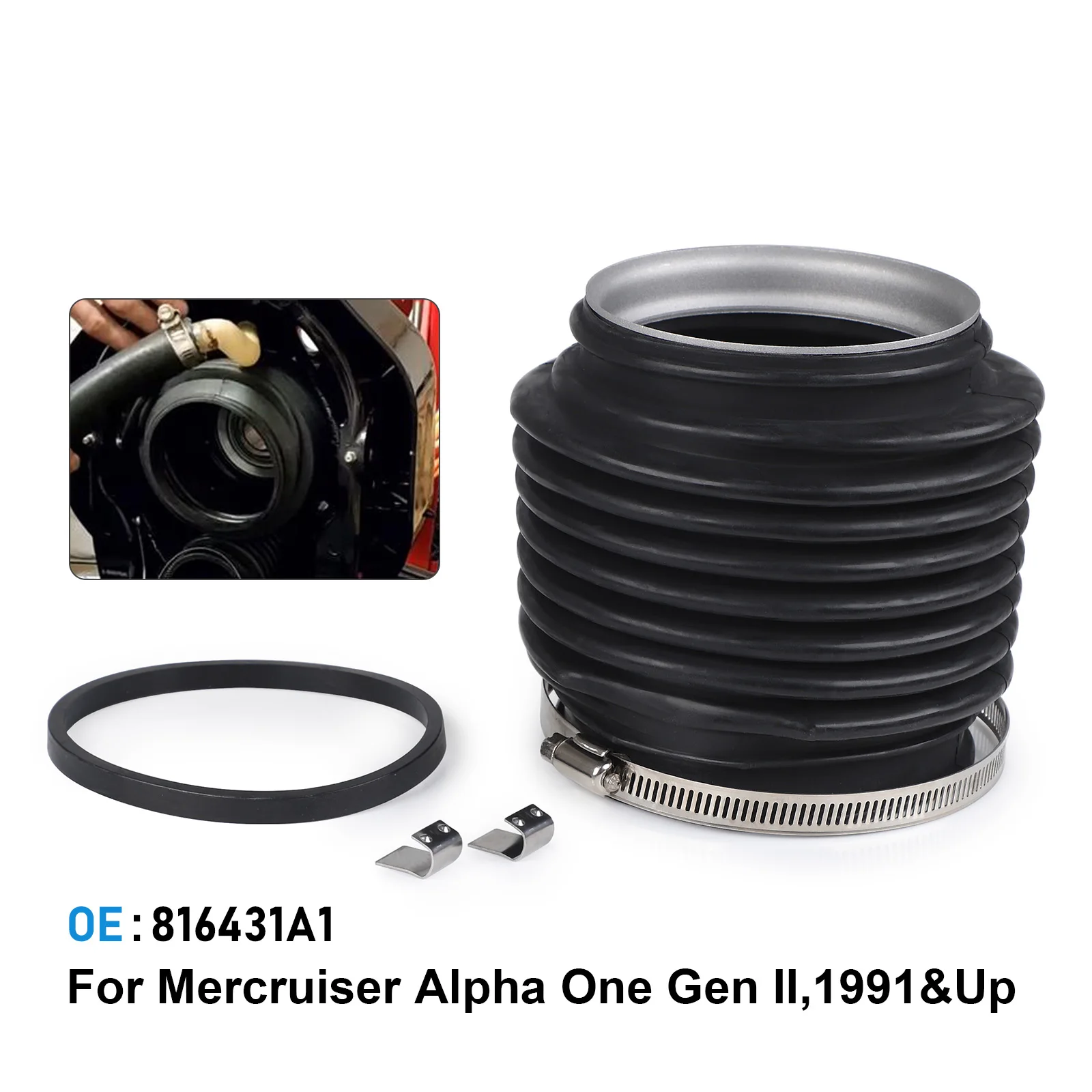 

816431A1 U-Shaped Joint Bellow For Mercruiser Alpha One Gen 2 Stern Drive GLM 89180 Sierra 18-2747 CEF 500515k Mallory 9-72704