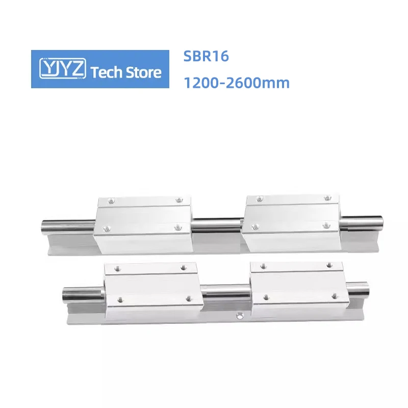 

High Precision 2PCS SBR16 Linear Guide Rail Length 1200-2600mm Standard 4PCS SBR16LUU Slider CNC Machines Combination Set