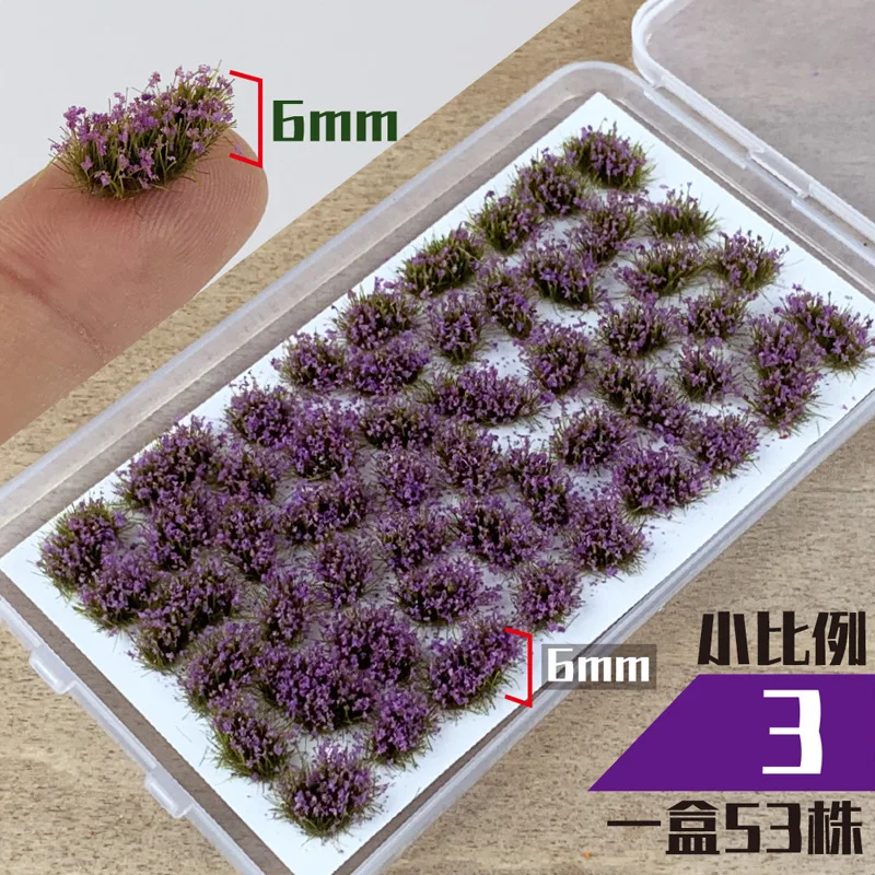 Miniatura Flower Grass Modelo Kits, Materiais Vegetais, DIY, HO Ferrovia, Construção, Jardim, Mesa de Areia, Diorama Paisagem, ABS, 53Pcs por Caixa