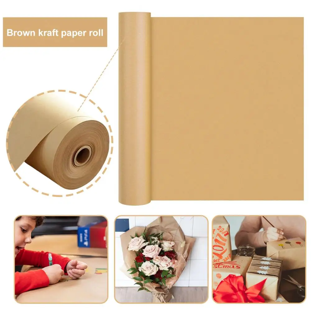 1 Roll Kraft Paper Roll Wrapping Paper Waterproof Oil-proof Cuttable Cushion Wrapping Paper Box Filling Kraft Paper Roll