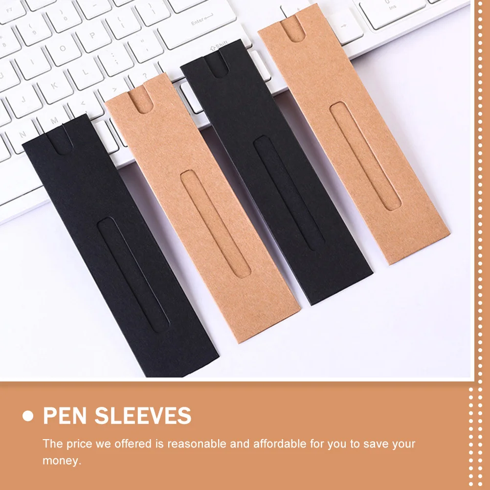 

40pcs Paper Foldable Desk Pen Packaging Organizer Black Kraft Paper Pen Sleeve Brown 20each Pencil Holder Storage