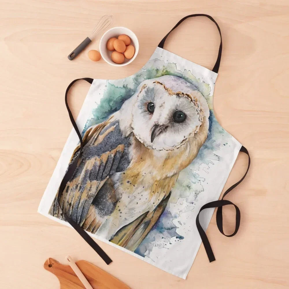 

Barn Owl Watercolour Apron men Customizable Woman Apron