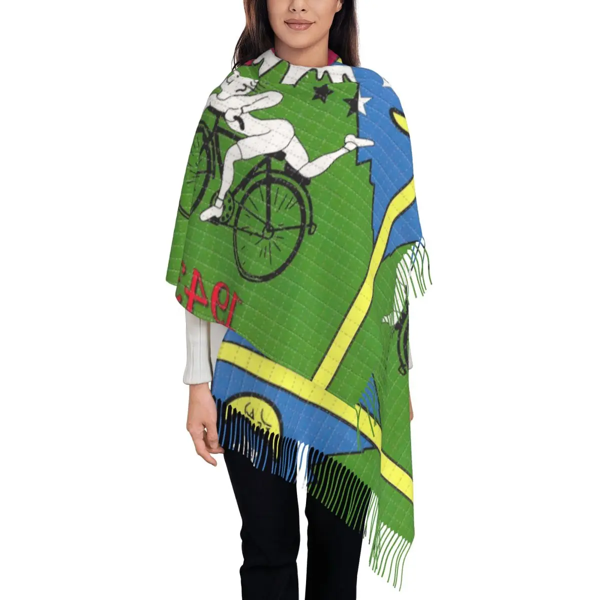 

Модный шарф с кисточками для дня велосипеда Альберт Хоффман LSD, женский зимне-осенний теплый платок, женские шарфы для вечеринок с промокашками кислоты