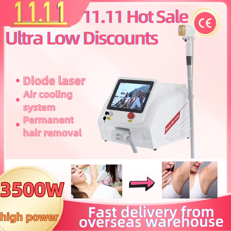 Double11Sales Diode Laser Machine with High Energy Density and Three Wavelength Freezing Point Cooling for Painless Hair Removal