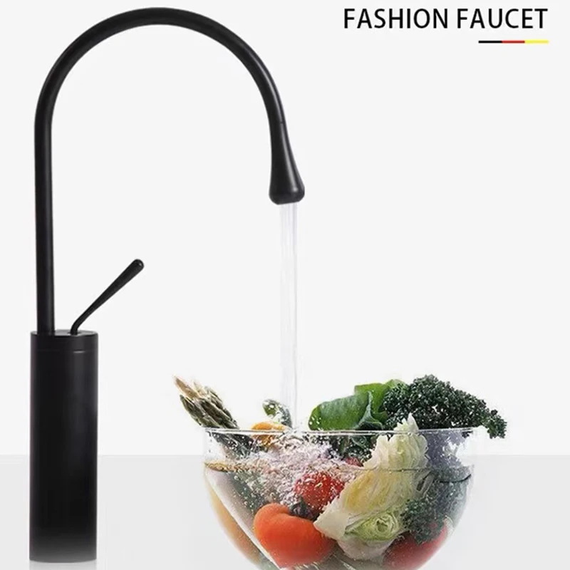 New Basin Faucet Single Lever 360 Rotation Spout Moder Brass Mixer Tap For Kitchen Or Bathroom Basin Water Sink Mixer Gold Brush