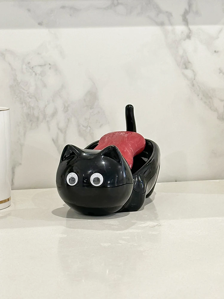 Kawaii Big Eyed Cat Soap Box Toilet Soap Box Tray Cute Cat Bathroom Accessories Toilet Tools Home Decoration
