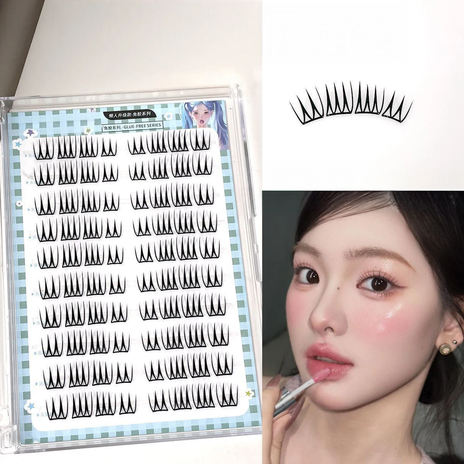 Ciglia a forma di U senza colla a grappolo singolo per donna Ciglia naturali autoadesive in stile coreano adatte per il trucco a casa