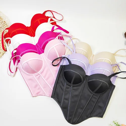Imagen 1 del producto Corsé Push Up Irregular Sexy para mujer, sujetador corpiño francés para mujer, Top corto Sexy para fiesta y Club nocturno, camiseta sin mangas, corsé para mujer