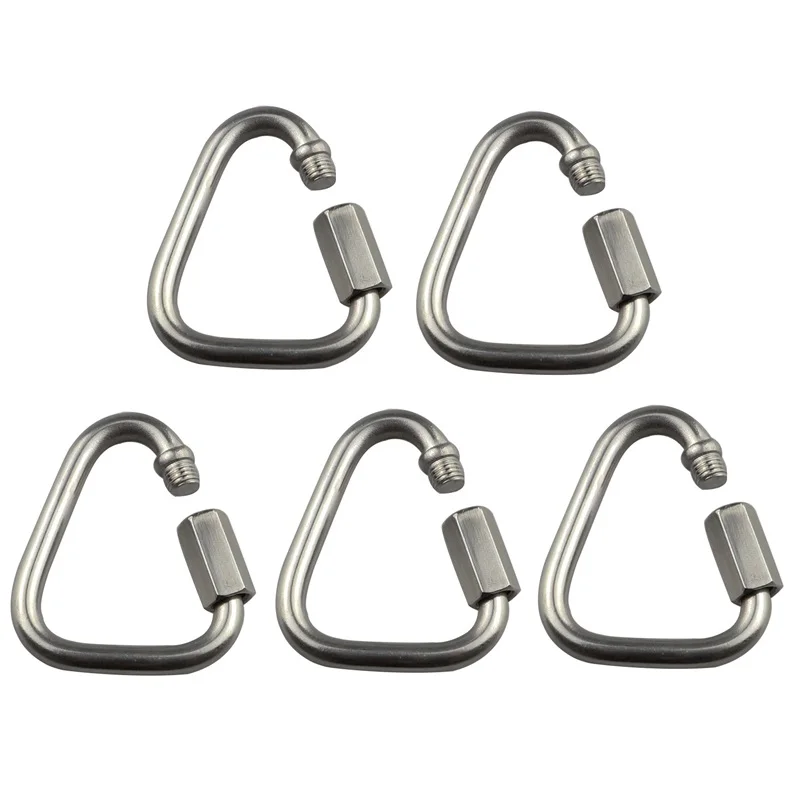 5PCS Stainless Steel 304 Quick Link Chain Links Locking Carabiner Connector Natural Color of Stainless Steel