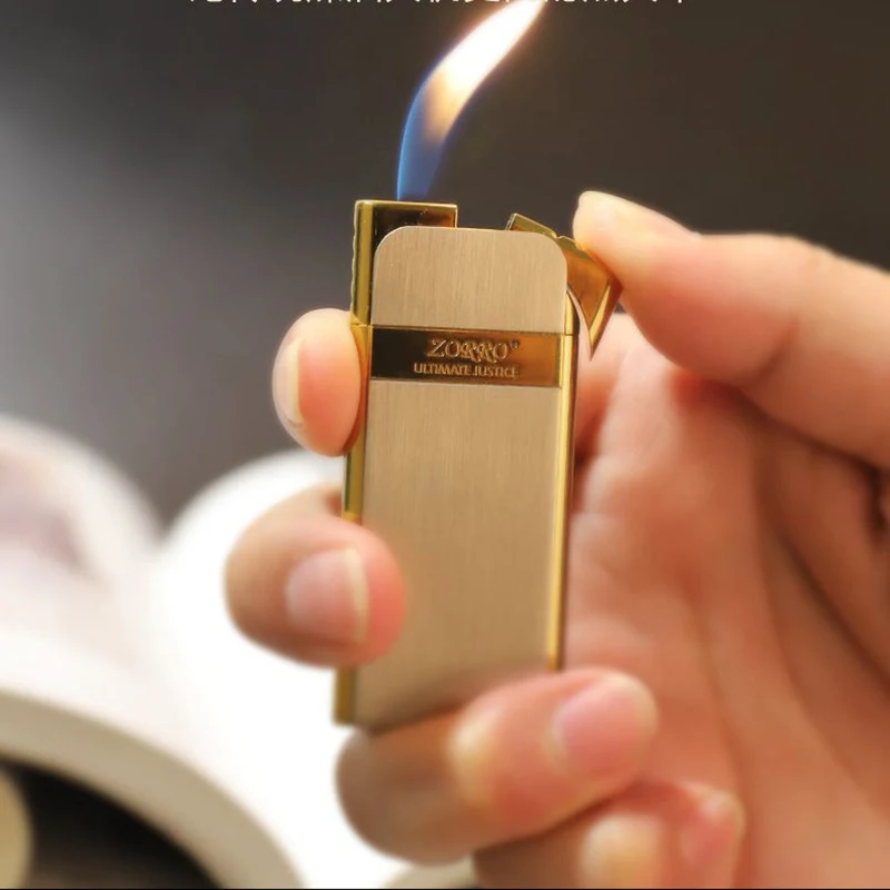 Zorro Metal Slim Lighter Butane Gas Lighter Unusual Lighter Men's Gadgets Smoking Accessories Men's Gifts Lgnition Tools