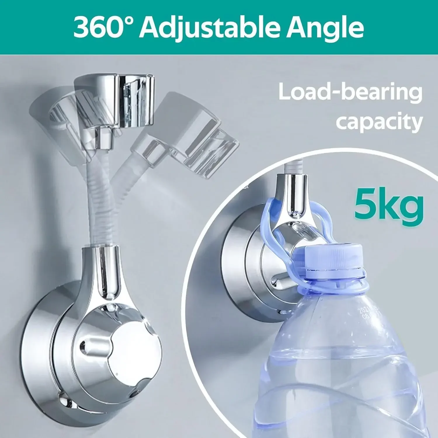 Suction Cup Shower Holder Adjustable Shower Head Holder Nozzle Handheld Holder Punch-Free Multi Angle Rotation Shower Bracket