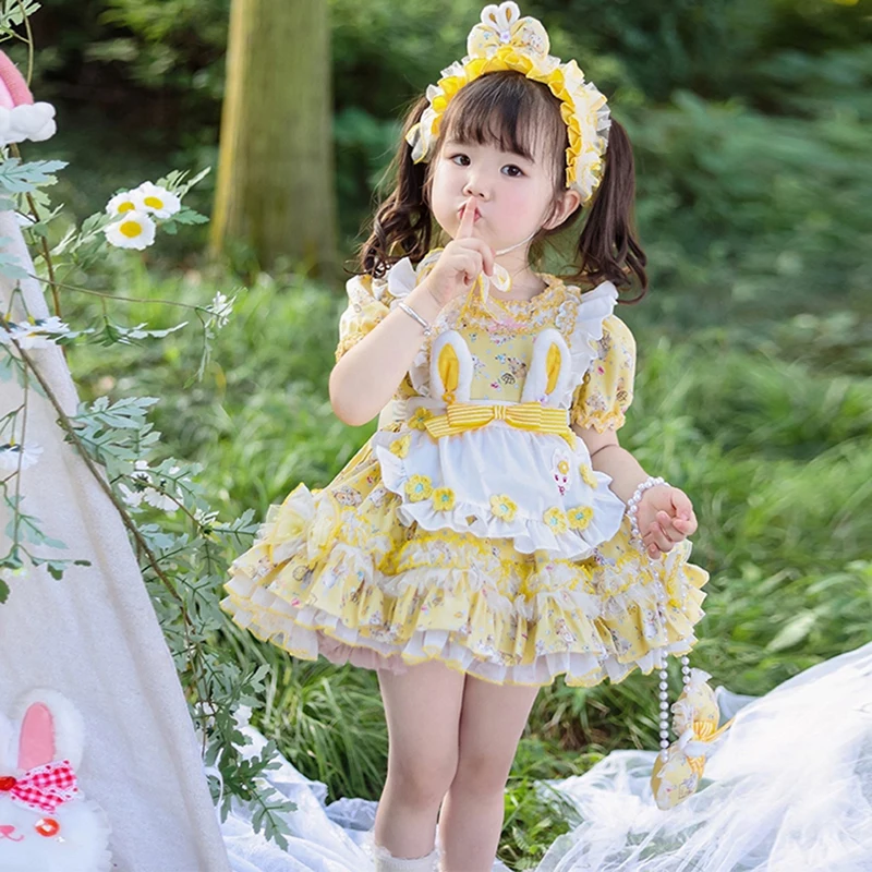 

Baby Girls Stage Performance Dress Kids Birthday Dress Child Party Skirt Princess Lolita Dress Little Girls Dresses Size 2-9Y