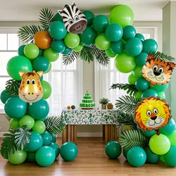 106pcs Jungle Green Balloons Garland Arch Kit Lion Tiger Giraffe Zebra Balloon Birthday Party Decor Kid Birthday Party Supplies