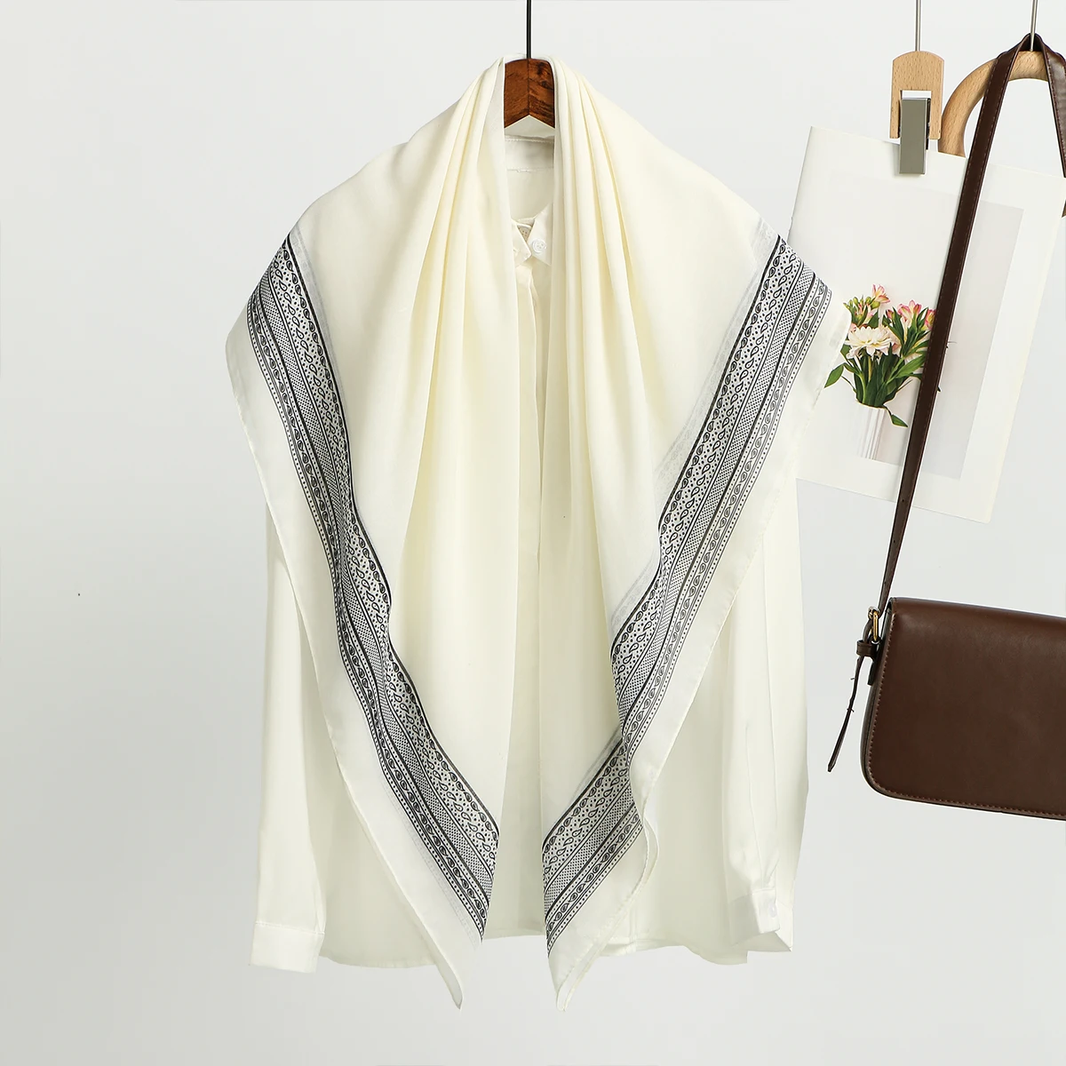 

New 90x90cm Printed Silk Square Scarf - Smooth Foulard Women's Headband Hair Wrap Turban Scarf