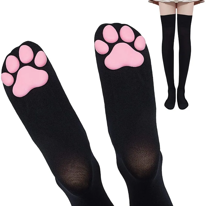 Katze Pfote Pad Socke rosa niedlichen Lolita Oberschenkel hohe Socken für Mädchen Kinder Frauen Cosplay 3D Kätzchen Klaue Strümpfe Calcetines Mujer