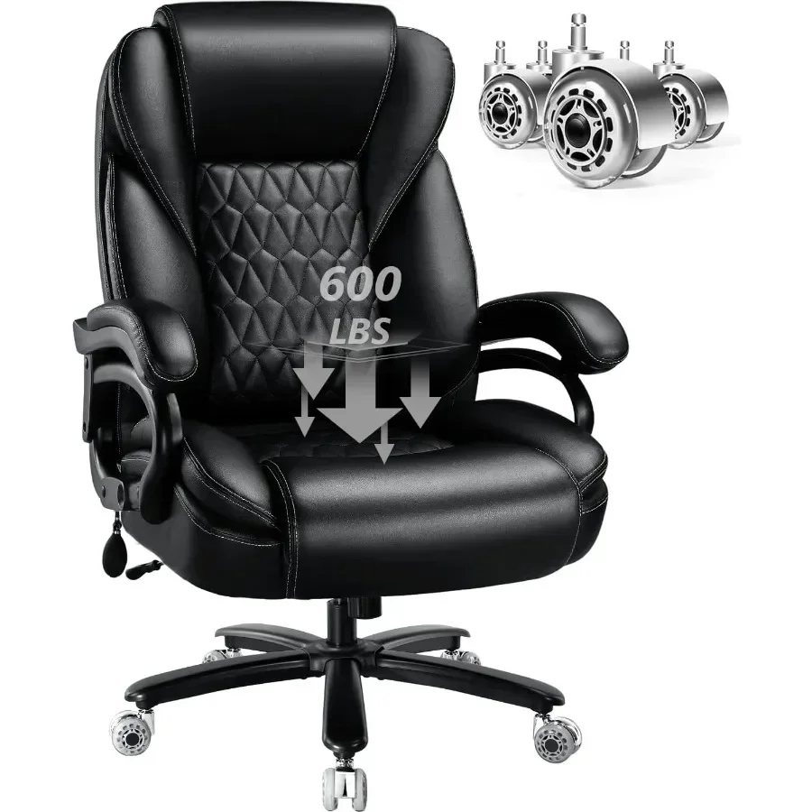 600lbs Big and Tall Office Chair with Pocket Spring Cushion, Ergonomic Heavy Duty Executive Office Desk Chair with Adjustable L