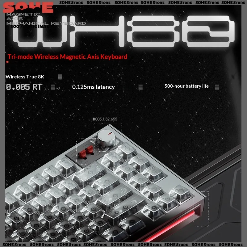 

Беспроводная флагманская клавиатура NuPhy WH80 с магнитными переключателями и тремя режимами подключения для киберспорта, с поддержкой True 8K, для Valorant, GTI и Delta Force.