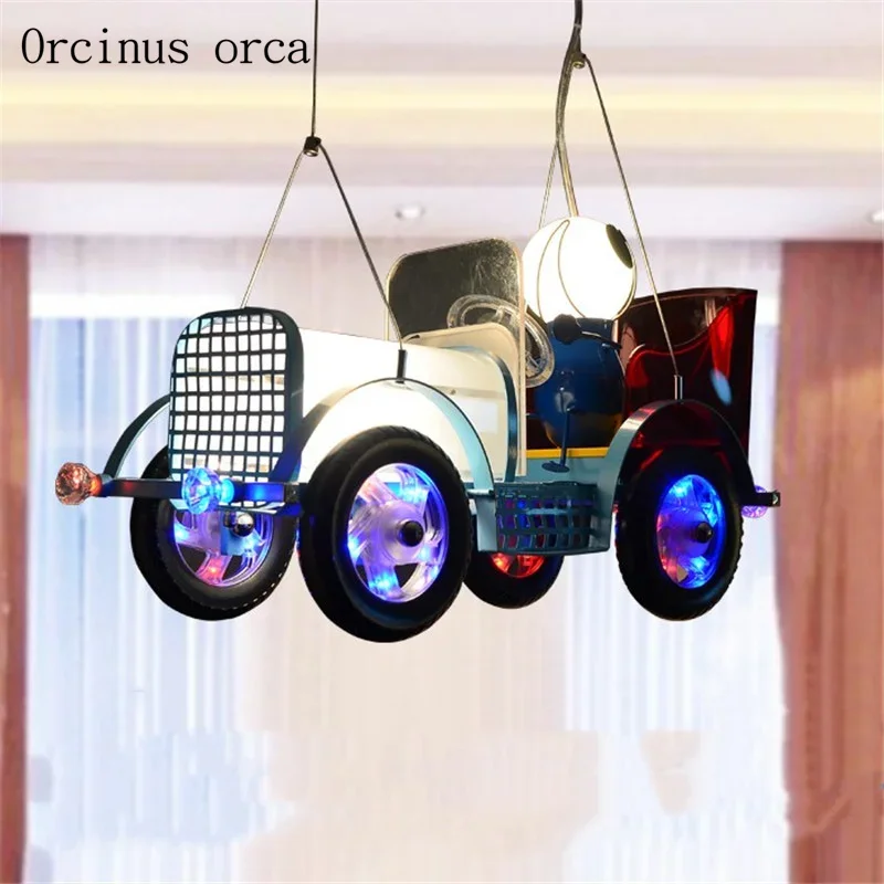 American retro creative Vintage car chandelier boy bedroom children's room lamp modern cartoon car pendant lamp free shipping