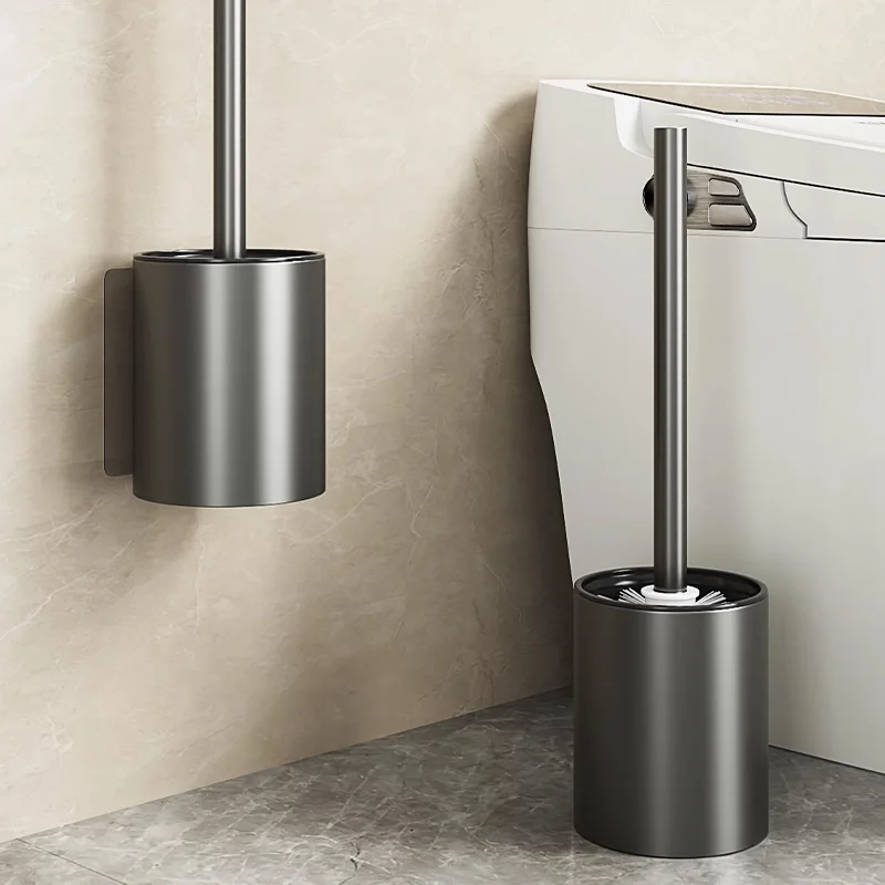 

Space Aluminum Toilet Brush and Holder Set Black Gray White Metal Durable WC Clean Tool Bathroom Long Handle Toilet Wash Brush