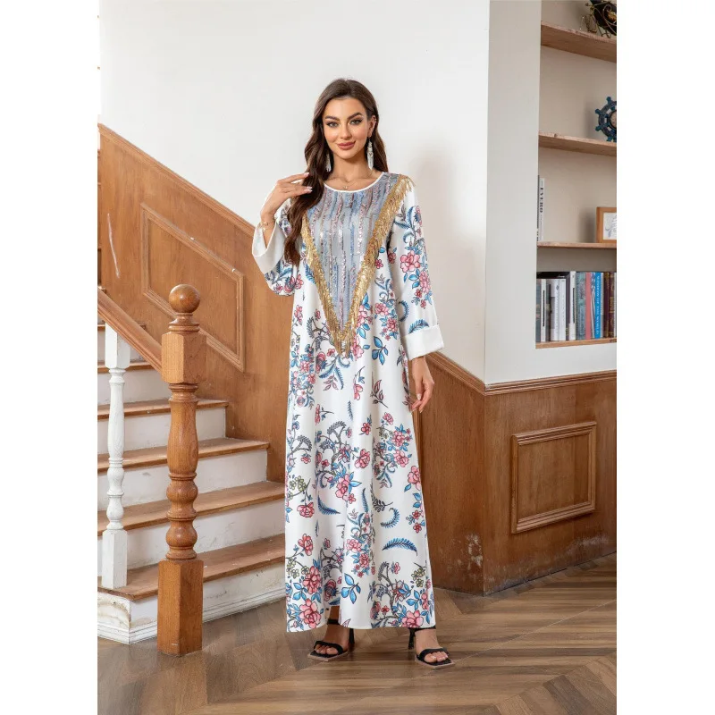 

Роскошное модное платье-роба для мусульманок на Рамадан: марокканский исламский стиль, с принтом, элегантное, с блестящими элементами