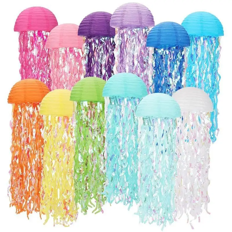 1Pc 10 Inch Jellyfish Paper Lantern Underwater Mermaid Theme Decor for Kids Birthday Baby Shower Party
