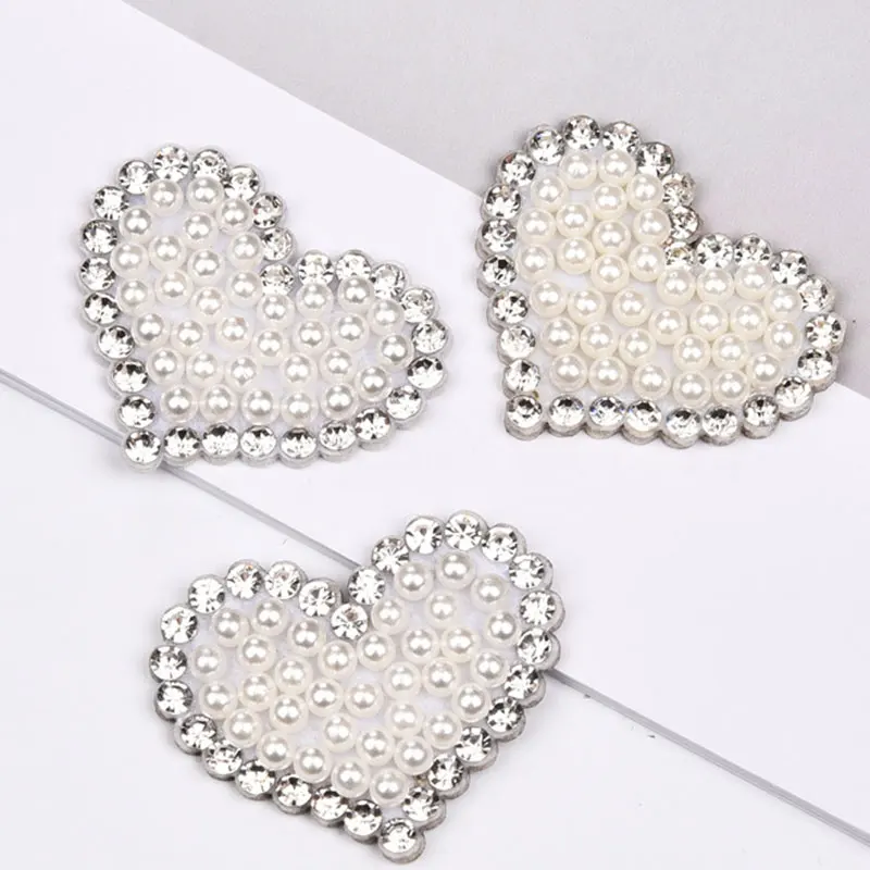 10 Stück Hot Diamond Pearl Wasserherz-Stern-Applikationen für Kleidung, Hüte, Taschen, Schuhe, Haarspangen und Accessoires – Detail 1