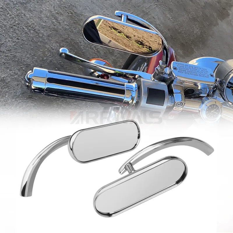 

Motorcycle Chrome Mini Oval Left & Right Side Mirror For Harley Touring Electra Glide Dyna Fatboy Softail Sportster Breakout